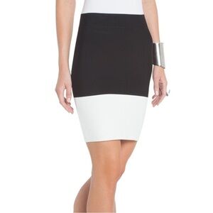 BCBGMaxAzria Gardenia Scarlett Power Skirt in Black & White Color Block, size S